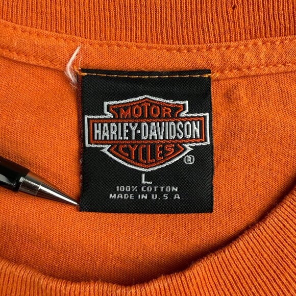Vintage Harley Davidson T Shirt Mens Large Orange Eagle Catania Italia USA Y2K 1 - Picture 4 of 10